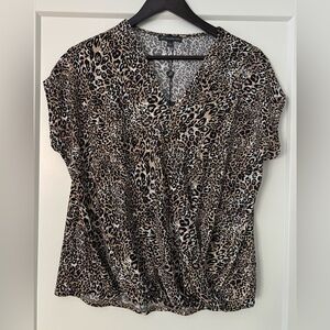 Adrianna Papell Leopard Print Wrap-Front Blouse